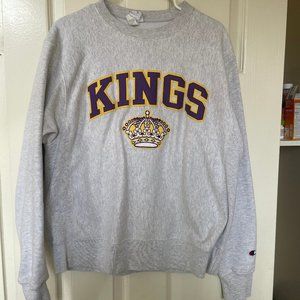 Champion LA Kings Sweater Mens M Purple Gold Crown Vintage Classics Sweater